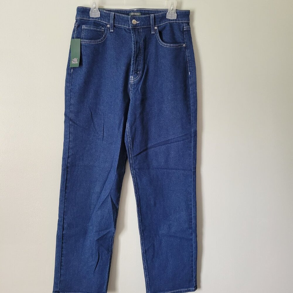 Wild Fable Blue Jeans Women's 00 Dark Wash Denim Super High Rise Straight NWT - Picture 3 of 6